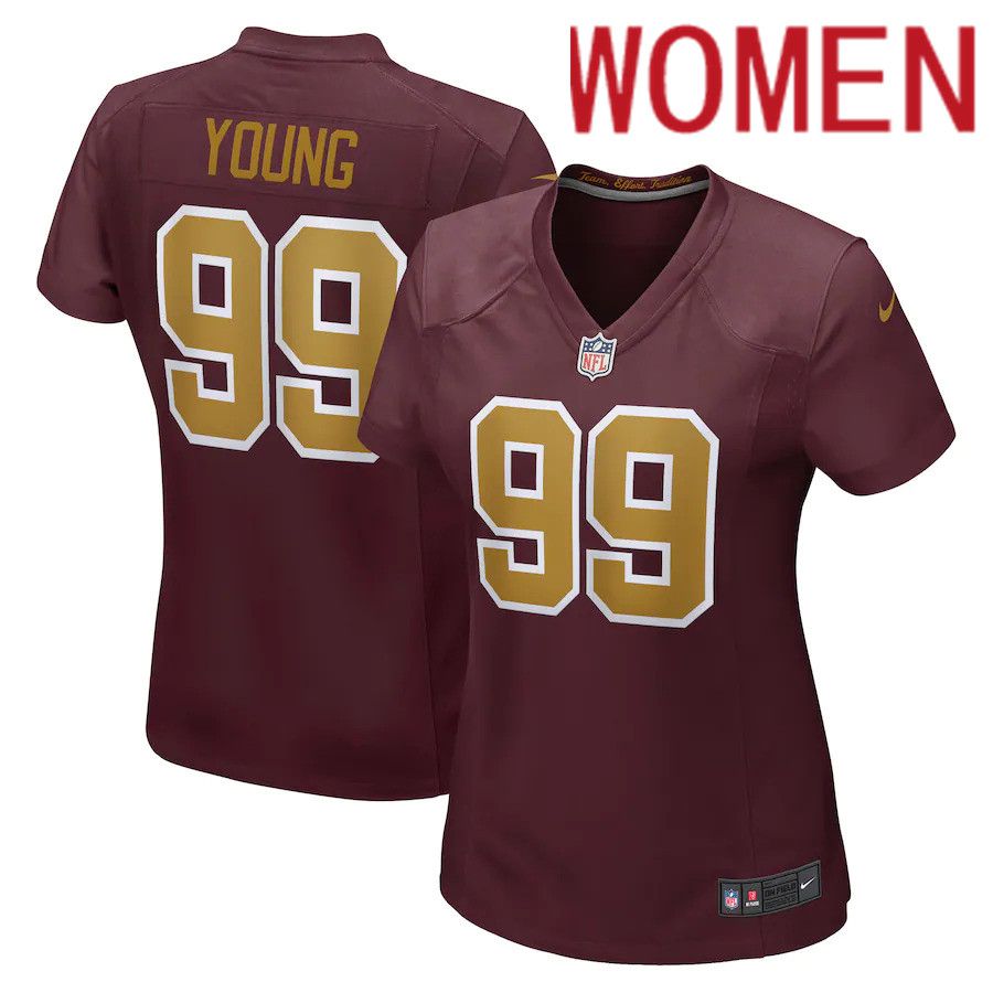 Women Washington Redskins #99 Chase Young Nike Burgundy Alternate Game NFL Jersey->women nfl jersey->Women Jersey